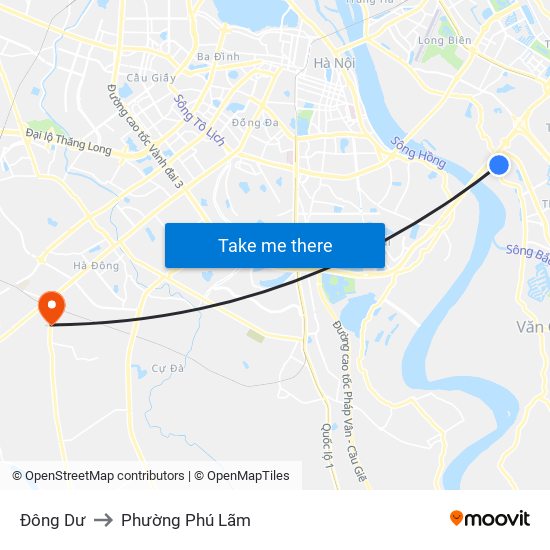 Đông Dư to Phường Phú Lãm map
