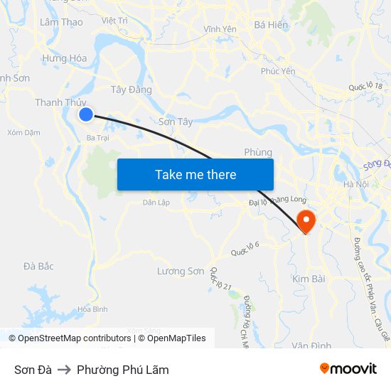 Sơn Đà to Phường Phú Lãm map