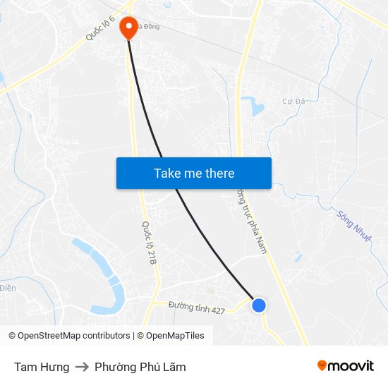 Tam Hưng to Phường Phú Lãm map