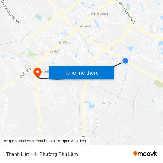 Thanh Liệt to Phường Phú Lãm map