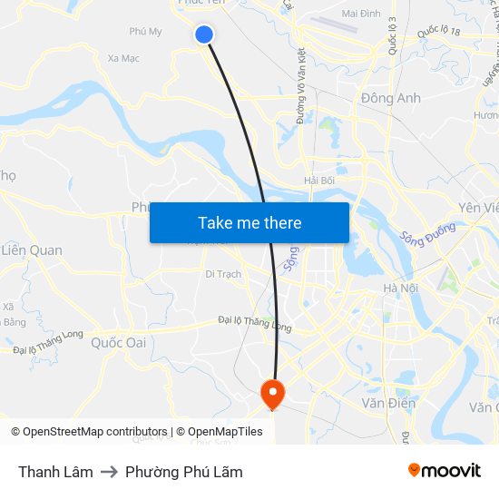 Thanh Lâm to Phường Phú Lãm map