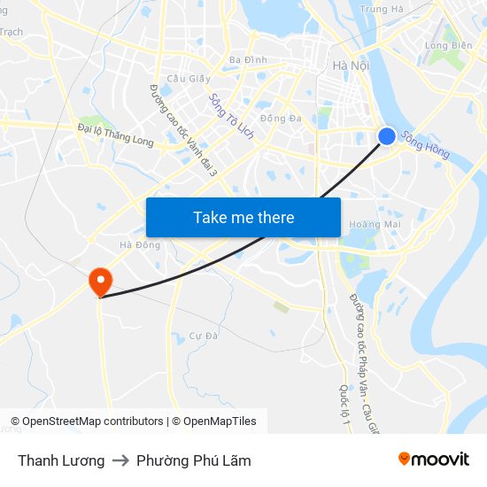 Thanh Lương to Phường Phú Lãm map