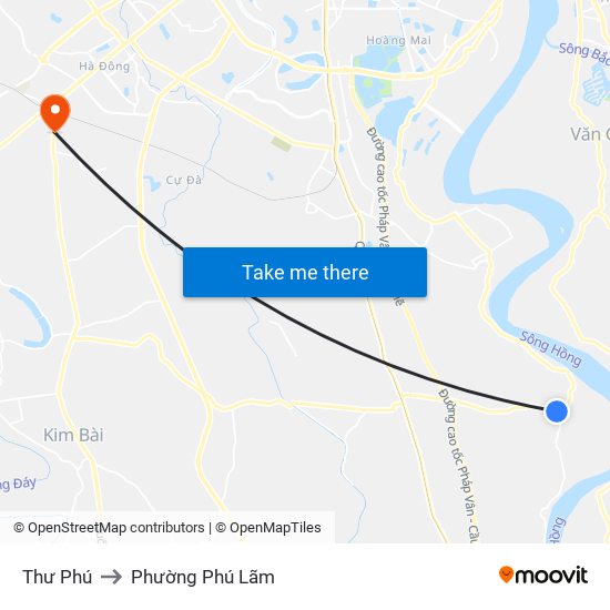Thư Phú to Phường Phú Lãm map