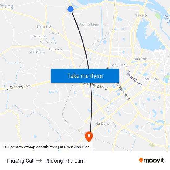 Thượng Cát to Phường Phú Lãm map