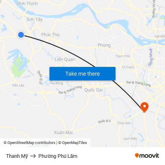 Thanh Mỹ to Phường Phú Lãm map