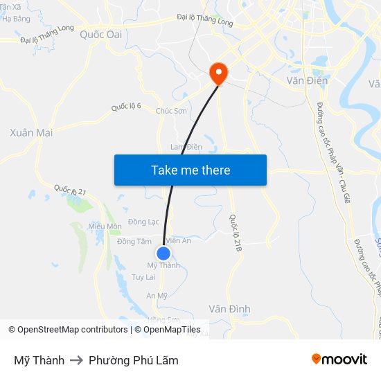 Mỹ Thành to Phường Phú Lãm map