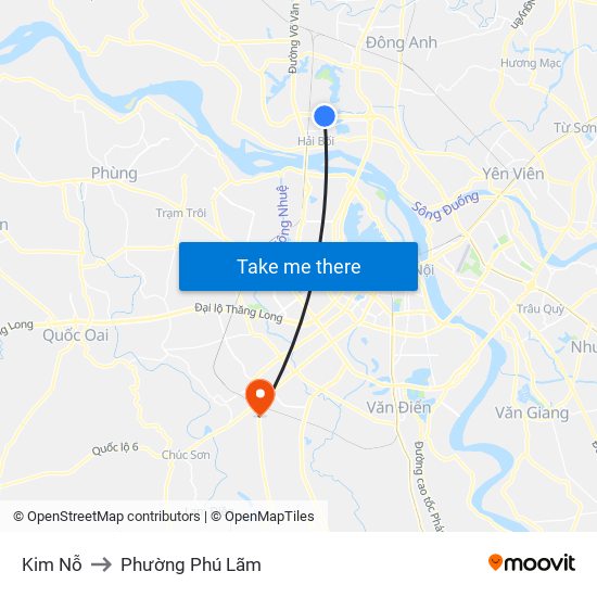 Kim Nỗ to Phường Phú Lãm map