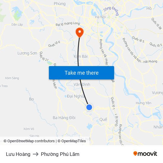 Lưu Hoàng to Phường Phú Lãm map