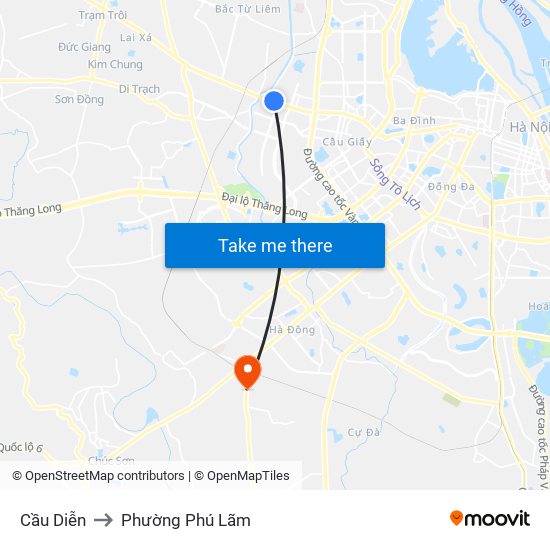 Cầu Diễn to Phường Phú Lãm map