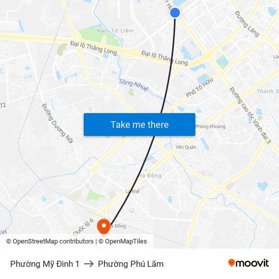 Phường Mỹ Đình 1 to Phường Phú Lãm map