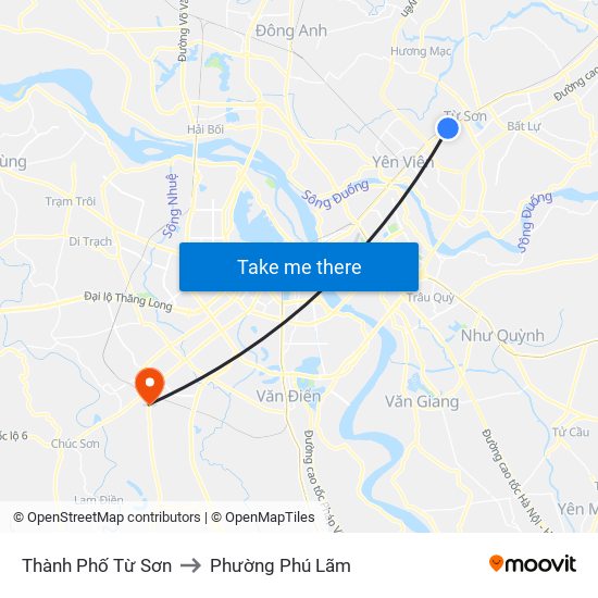 Thành Phố Từ Sơn to Phường Phú Lãm map