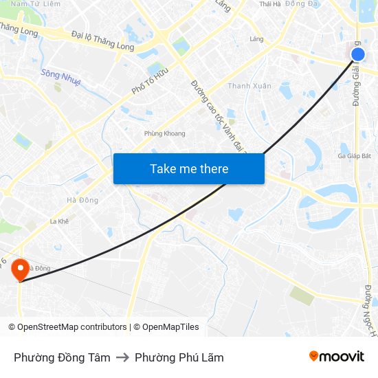 Phường Đồng Tâm to Phường Phú Lãm map