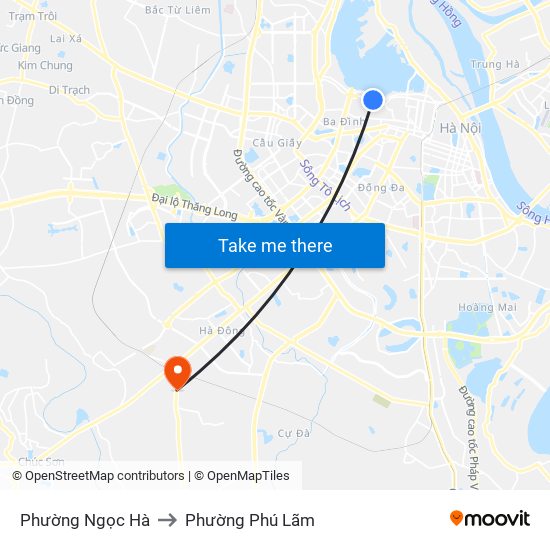 Phường Ngọc Hà to Phường Phú Lãm map