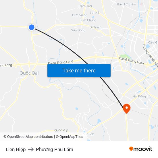 Liên Hiệp to Phường Phú Lãm map