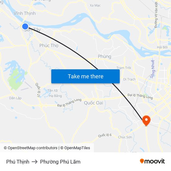 Phú Thịnh to Phường Phú Lãm map