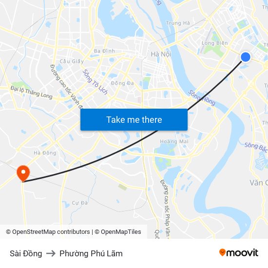 Sài Đồng to Phường Phú Lãm map