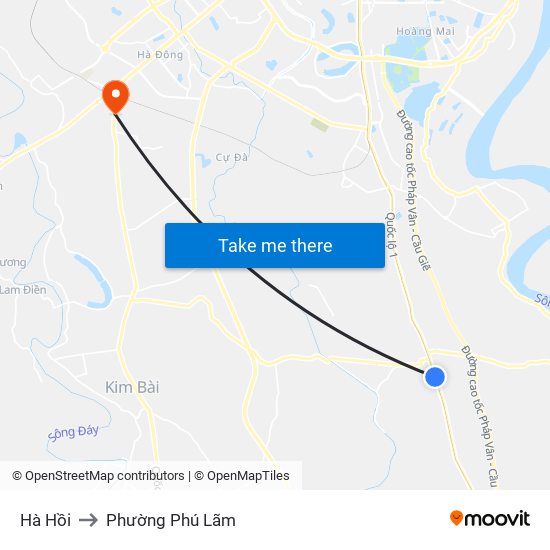 Hà Hồi to Phường Phú Lãm map