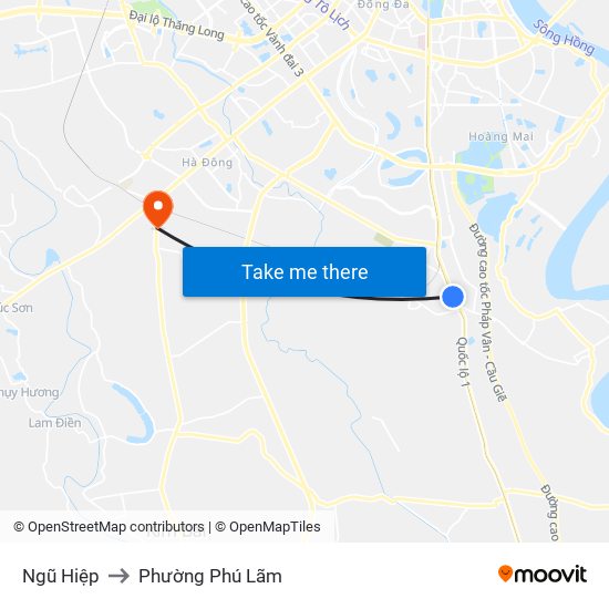 Ngũ Hiệp to Phường Phú Lãm map