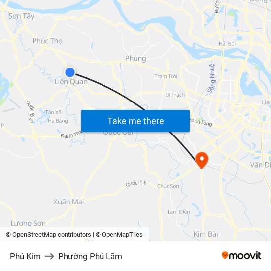 Phú Kim to Phường Phú Lãm map