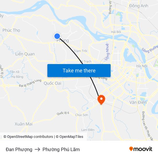 Đan Phượng to Phường Phú Lãm map