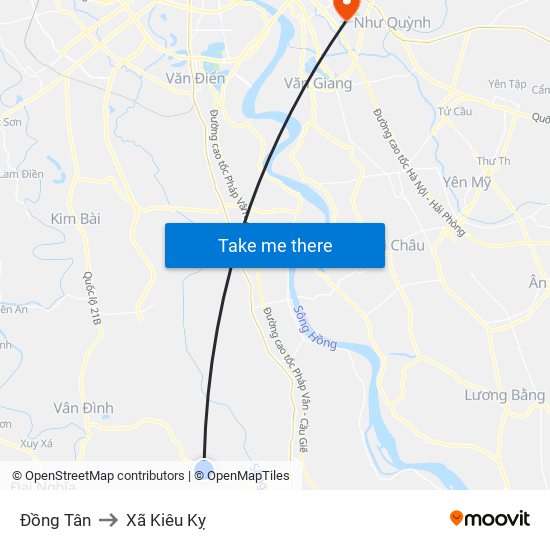 Đồng Tân to Xã Kiêu Kỵ map