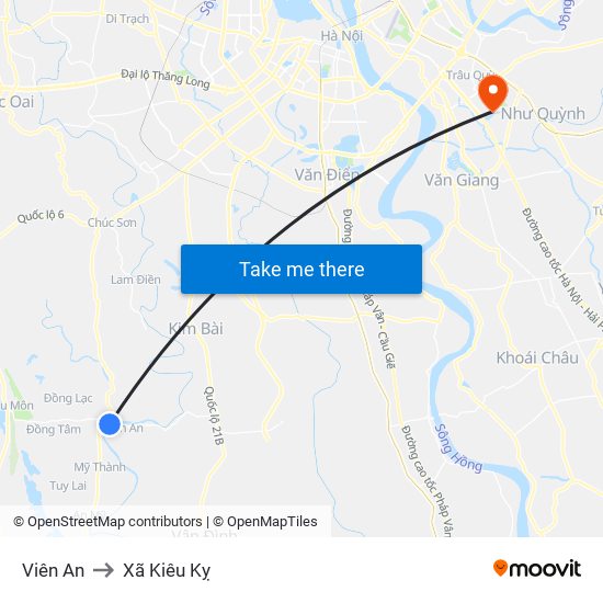 Viên An to Xã Kiêu Kỵ map