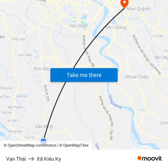 Vạn Thái to Xã Kiêu Kỵ map