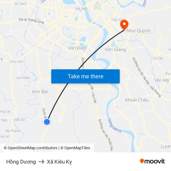 Hồng Dương to Xã Kiêu Kỵ map