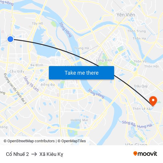 Cổ Nhuế 2 to Xã Kiêu Kỵ map