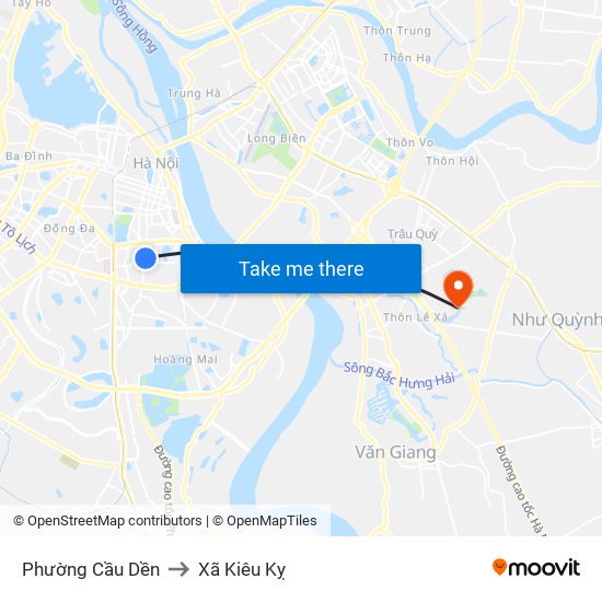 Phường Cầu Dền to Xã Kiêu Kỵ map