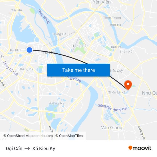 Đội Cấn to Xã Kiêu Kỵ map