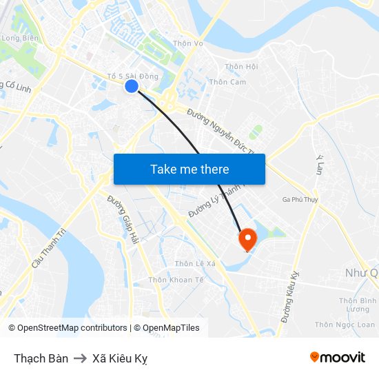 Thạch Bàn to Xã Kiêu Kỵ map