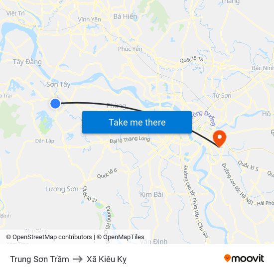 Trung Sơn Trầm to Xã Kiêu Kỵ map