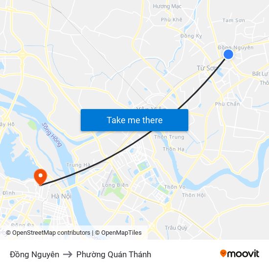 Đồng Nguyên to Phường Quán Thánh map