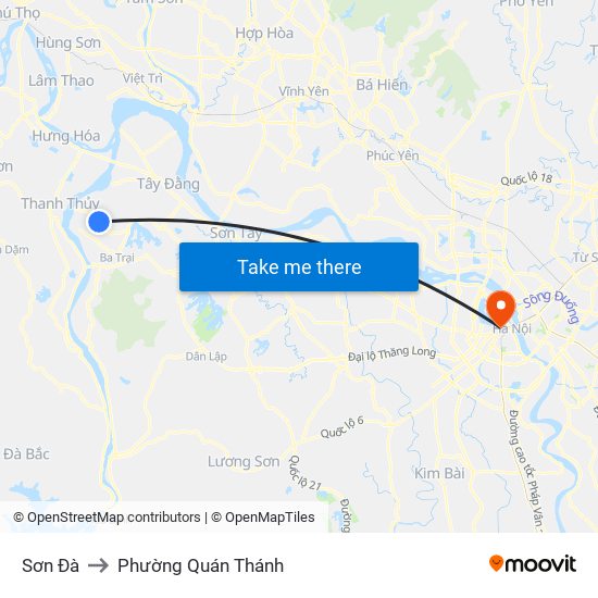 Sơn Đà to Phường Quán Thánh map