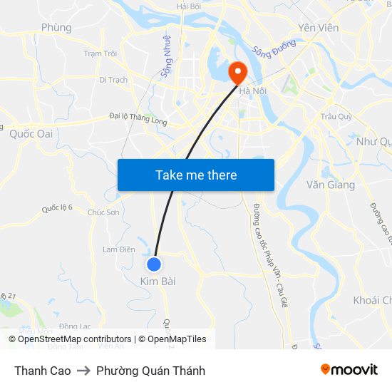 Thanh Cao to Phường Quán Thánh map