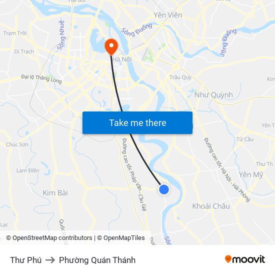 Thư Phú to Phường Quán Thánh map
