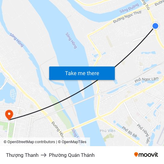 Thượng Thanh to Phường Quán Thánh map