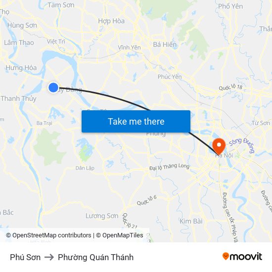 Phú Sơn to Phường Quán Thánh map