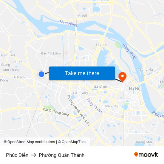 Phúc Diễn to Phường Quán Thánh map