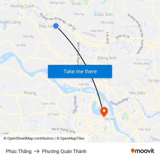 Phúc Thắng to Phường Quán Thánh map