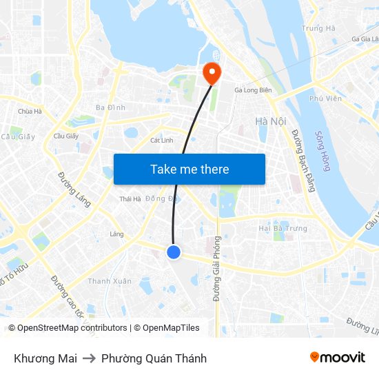 Khương Mai to Phường Quán Thánh map