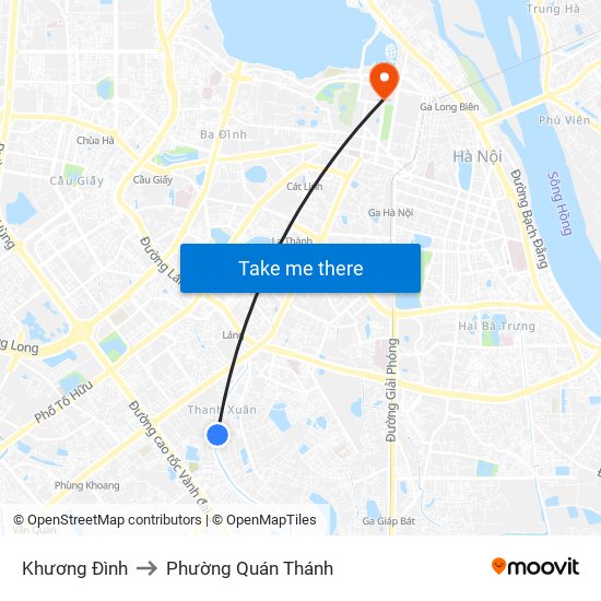 Khương Đình to Phường Quán Thánh map