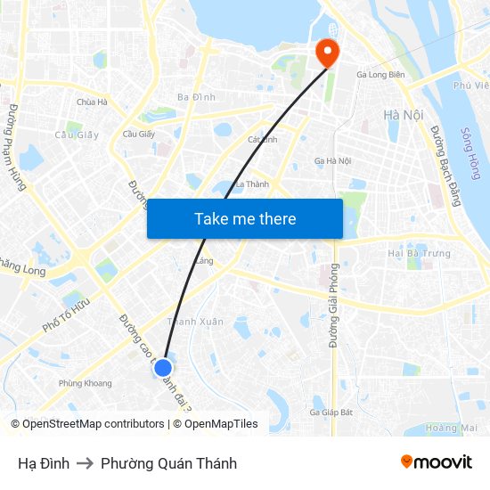 Hạ Đình to Phường Quán Thánh map