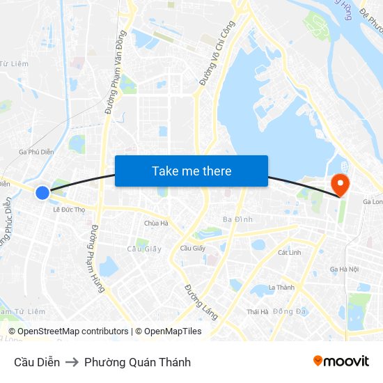 Cầu Diễn to Phường Quán Thánh map