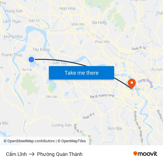 Cẩm Lĩnh to Phường Quán Thánh map