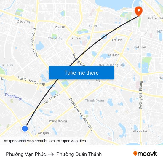 Phường Vạn Phúc to Phường Quán Thánh map