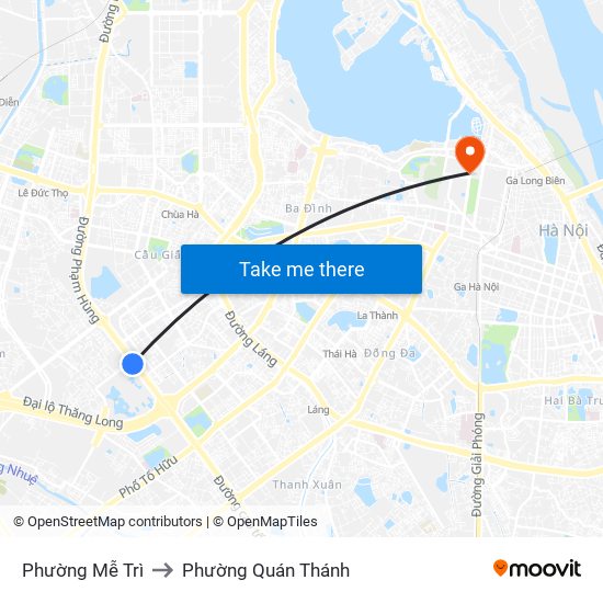 Phường Mễ Trì to Phường Quán Thánh map