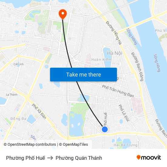 Phường Phố Huế to Phường Quán Thánh map