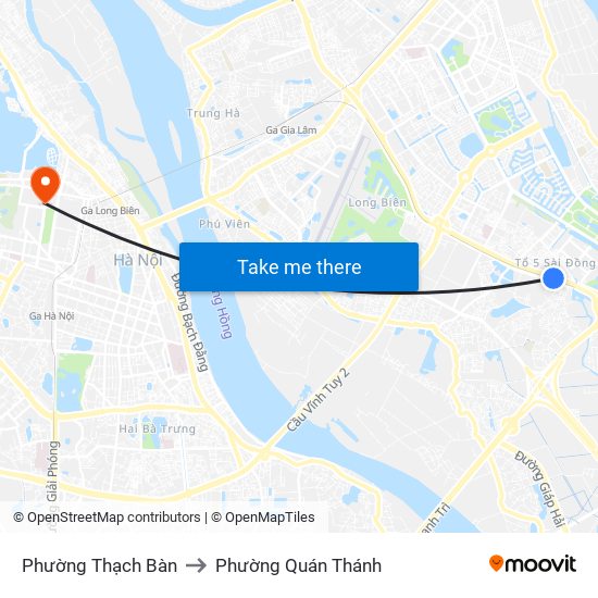 Phường Thạch Bàn to Phường Quán Thánh map